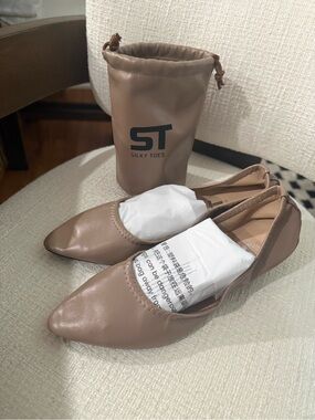 Taupe Pointed Toe Flats